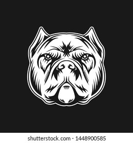 Pitbull / Bulldog Head Illustration Vector In Dark Background