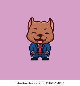 Pitbull Business Cute Creative Kawaii Cartoon Mascot Logo