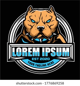 pitbull Cartoon Character vector logo emblem template