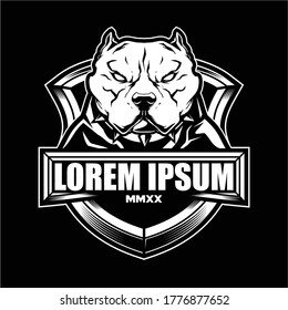 pitbull Cartoon Character vector shield logo badge template