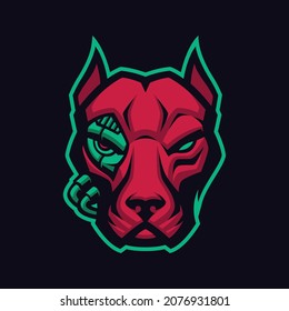 Pitbull Cyborg Mascot, a Vector Emblem for a Cyberpunk Theme