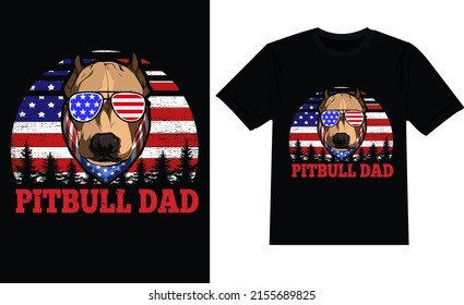 Pitbull dad 4th July t-shirt design