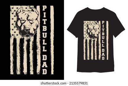 Pitbull DAD T-shirt vector Design