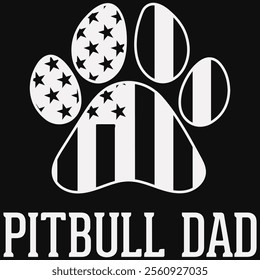 Pitbull Dad USA Flag With Dog Paw T-shirt Design, Dog Shirt, Pet Design, Animal, Dog Shirt