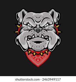 pitbull design with bandana and chain