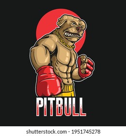 pitbull dog boxing sport illustration