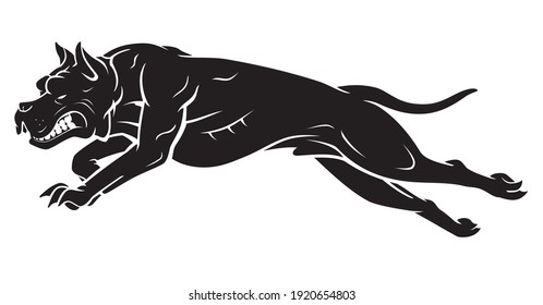 Raza de Perro Pitbull Corriendo Silhouette, Vista lateral