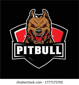 Pitbull Dog Cartoon character vector logo