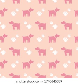 Pitbull Dog cute seamless pattern. Vector illustration