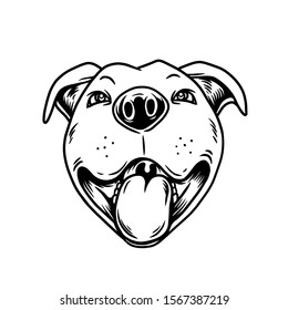 pitbull dog cute smile vector illustration