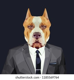 Perro Pitbull vestido con traje. Elegante estilo elegante. Ilustración vectorial.