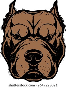 Pitbull Dog Face Drawing vector Illustration
