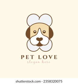 pitbull dog head cartoon animal pet domestic veterinary friend logo design vector graphic illustration