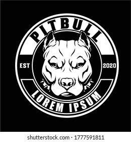 Pitbull-Hundekopf Cartoon-Zeichen-Vektorsymbol-Logo-Vorlage