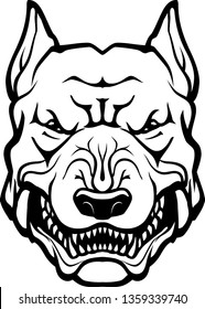 Pitbull Dog Head Line Art