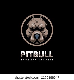 Pitbull dog head logo design vector