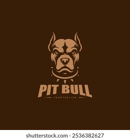 pitbull cabeça cão silhueta logotipo design vetor ilustração