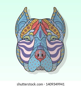 pitbull dog head tribal style vector illustration