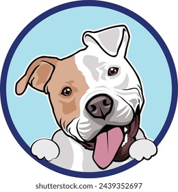 Pitbull dog illustration, cartoon image for logo design.