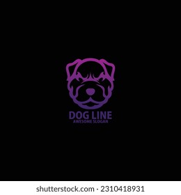 pitbull dog logo design gradient line art