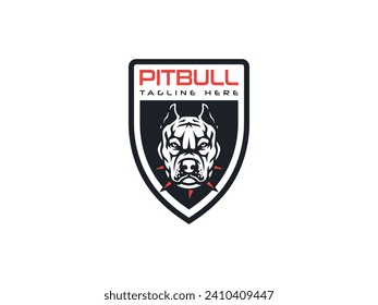 pitbull dog logo vector badge illustration,esport logo template