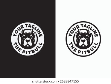 pitbull dog logotipo ilustração vetor com estilo de desenho a tinta