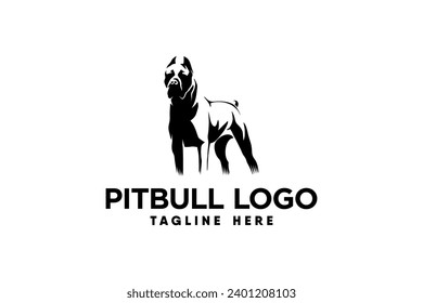 Pitbull dog logo vector with modern and clean silhouette style