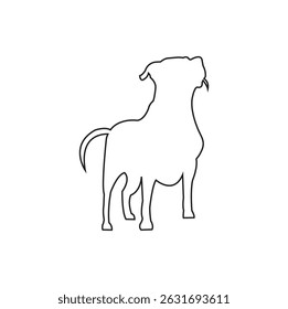 Pitbull Dog Outline - Side Profile - Minimalist Drawing