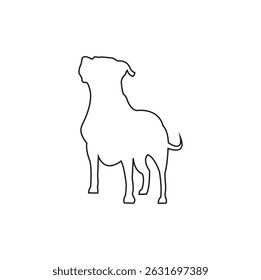 Pitbull Dog Outline - Perfil lateral - Ilustração minimalista
