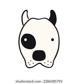 Pitbull dog, puppy face cute funny cartoon character illustration. Hand drawn vector, isolated. Line art. Domestic animal logo. Design concept pet food, branding, business, vet, print, poster