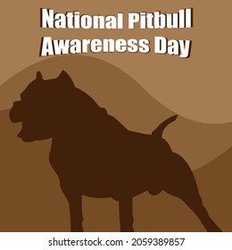 Pitbull Dog Silhouette Vector Illustration, NATIONAL PITBULL AWARENESS DAY Theme, Simple Flat Design Concept.