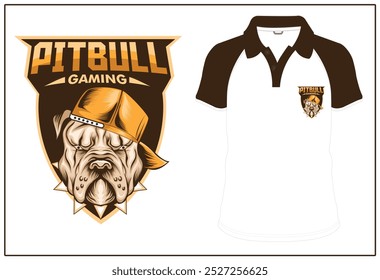 Pitbull e sports logo, t shirt mock ups illustration vectors