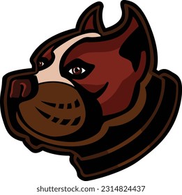 Ilustración de Pitbull Face. Salvaje. Cara. Vector