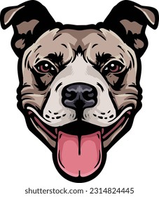 Pitbull Face Illustration. Wild. Face. Vector