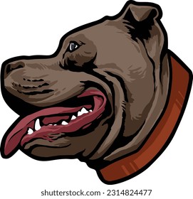 Ilustración de Pitbull Face. Salvaje. Cara. Vector