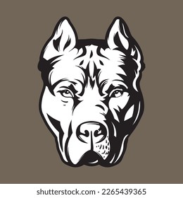 pitbull face logo black and white