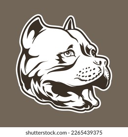 pitbull face logo black and white