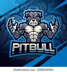 Pitbull fighter mascot logo design