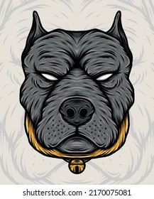 Pitbull Head Artwork. Premium vector