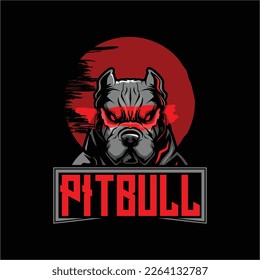 Pitbull head cartoon character vector logo