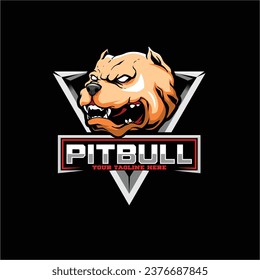 Pitbull head cartoon character vector logo template