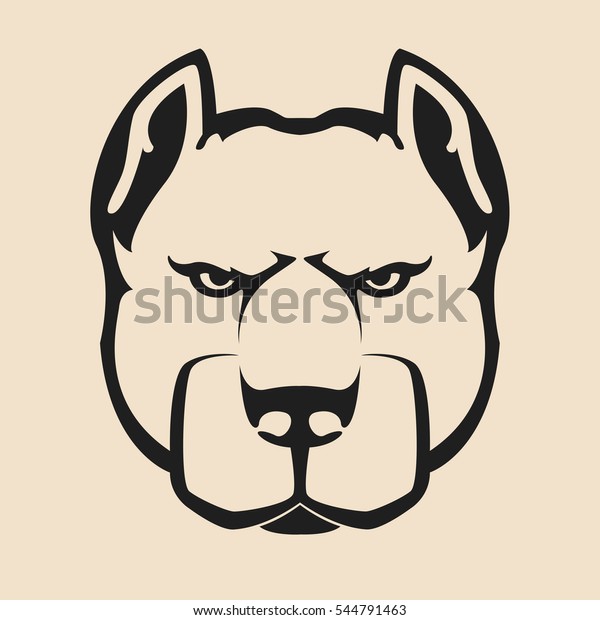 Pitbull Head Emblem Mascot Head Silhouette Stock Vector (Royalty Free