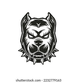 pitbull head line art vector illustration