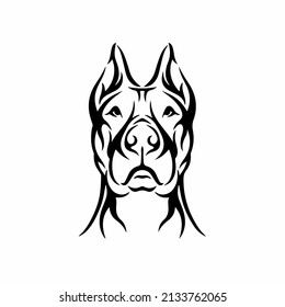 Pitbull Head Logo Symbol. Stencil Design. Tattoo Vector Illustration.