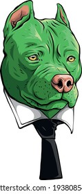 pitbull head with necktie vector illustration design