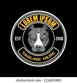 Pitbull head vector. Dog Emblem logo template.
