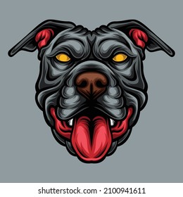 Pitbull Head Vector Illustration. Can be used as a mascot