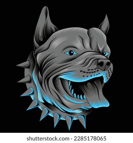 pitbull head vector illustration in detailed style