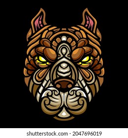 Pitbull head zentangle arts. Vector illustration