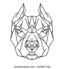 Pitbull icon. Abstract triangular style. Vector illustration isolated on white